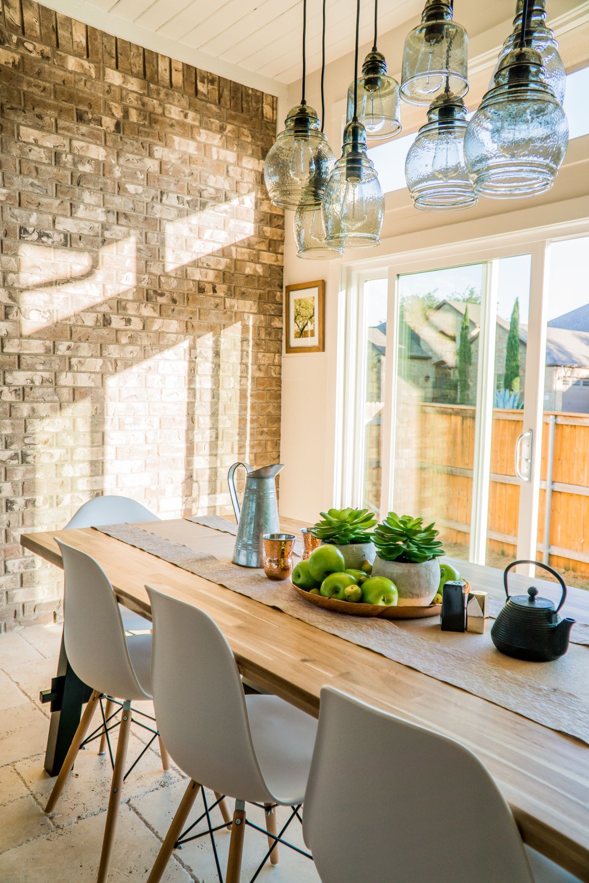 Sunlit dining room in a newly built home